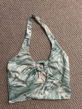 Princess Polly Seafoam Green Marble Halter Crop Top